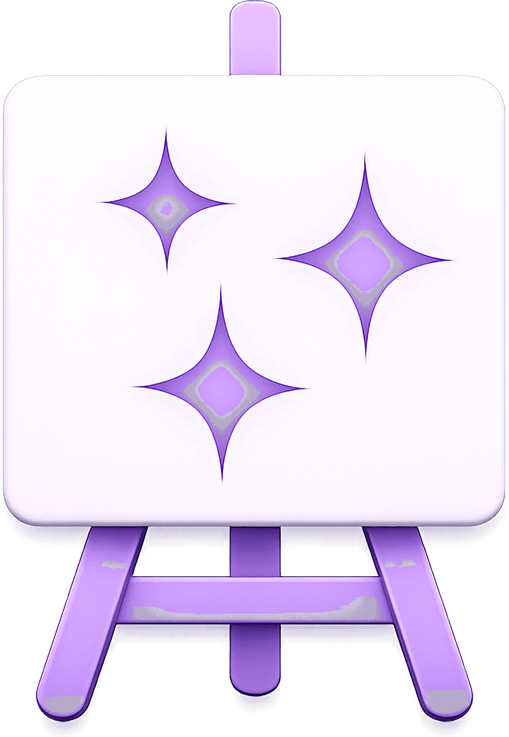 The TapCanvas logo: a purple clay easel holding a white canvas painted with three sparkles