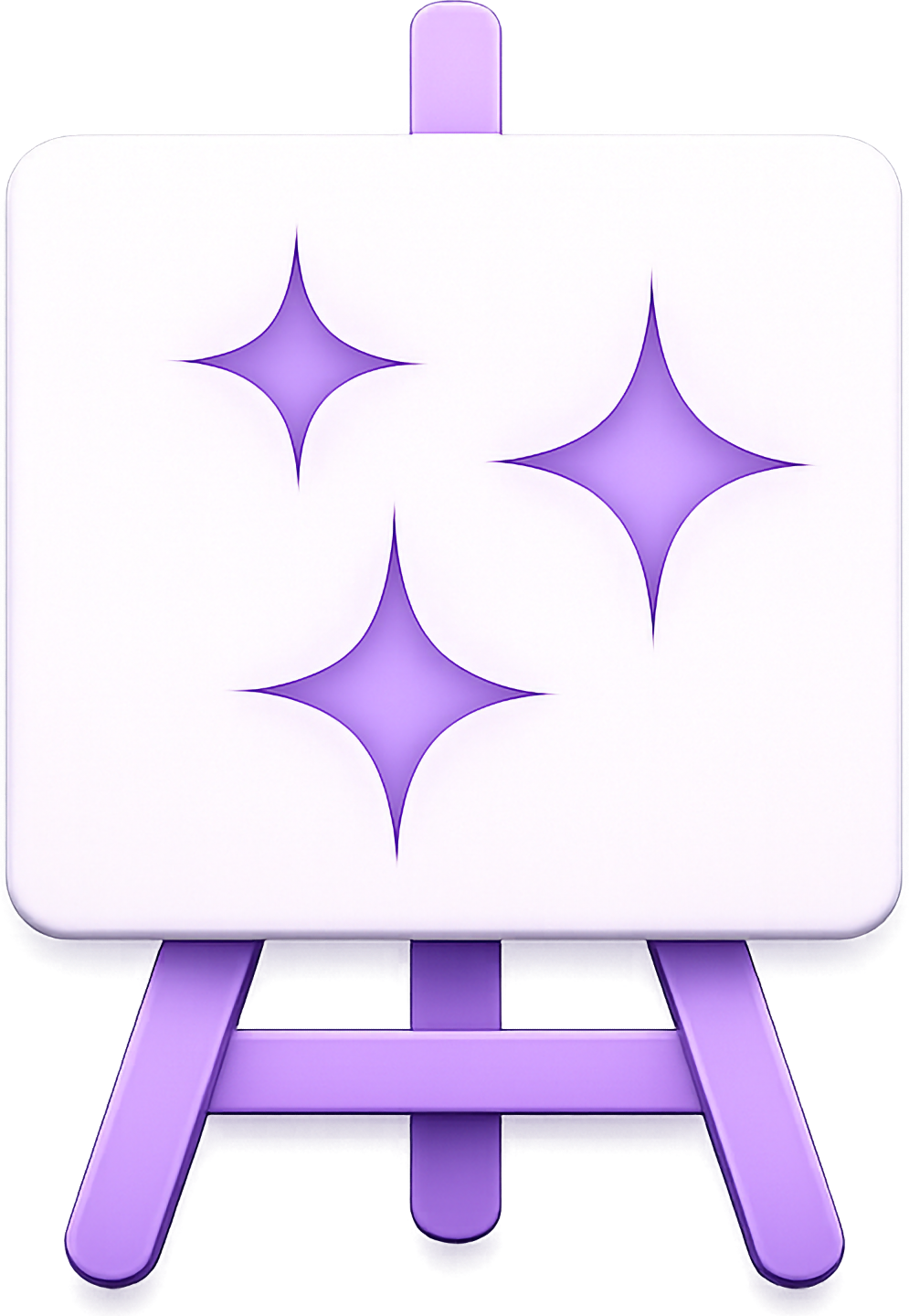 The TapCanvas logo: a purple clay easel holding a white canvas painted with three sparkles
